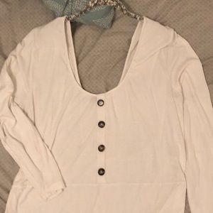 Bodysuit white long sleeves with button detailing